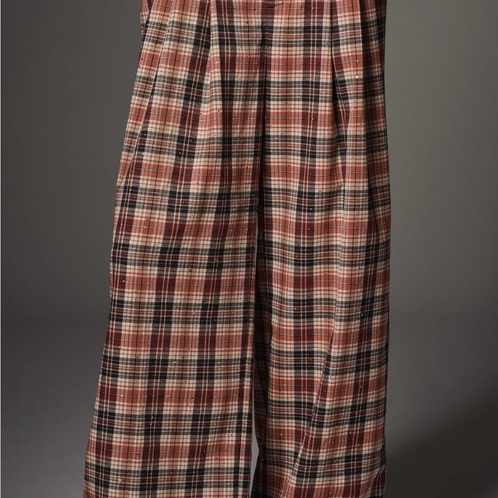 The Avery Sparkle Pleated Wide-Leg Trousers by Maeve Large Petite